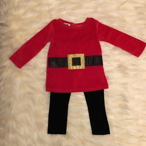 Mud Pie Red Velour Santa Dress & Pants Sz. 12-18mo